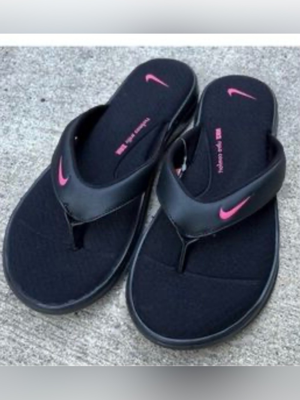 Nike Ultra Comfort 3 Flip Flop Sandals Black Pink Arch Support Women's Size 10